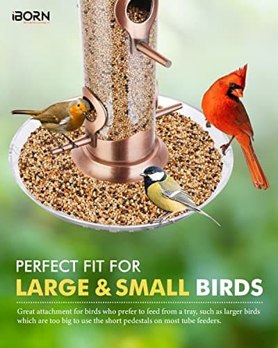 iBorn Bird Feeders Seed Catcher for Outside Hanging 6 Port Bird Feeder for Cardinal Birds Aluminium Metal,Brushed Copper Finishing 14 Inch 6 Port (Seed is not Included) 8
