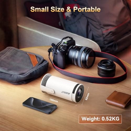 Mini Projector with Latest Android 13 - HY300 Portable Movie Projector with WiFi 6 Bluetooth 5.2: Built-in Apps, 4K/1080P Support, Auto Keystone, 180° Rotatable, 40"-130" Big Screen Video Projector 5