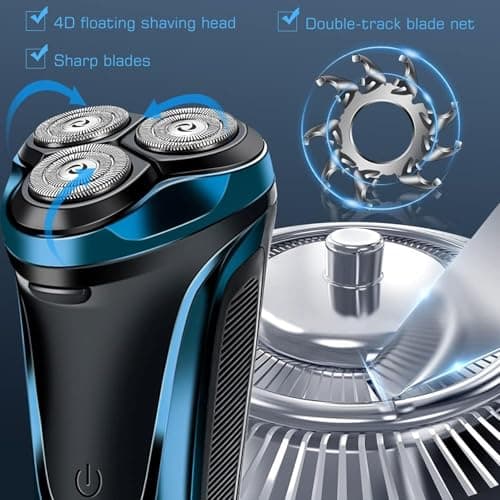Snapbuy Electric Razor for Men, Snapbuy Electric Razor Pro of Father, 4D Floating Head Rotary Shaver, Ipx7 Waterproof Electrical Razors, Wet & Dry Fast Charging Electrical Shaver LCD Display (Blue) 5