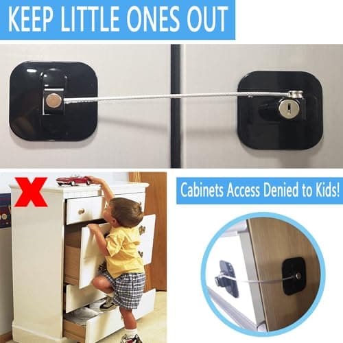 YEYA Upgraded Refrigerator Locks 4 Pack, Baby Proof Cabinet Locks with Keys, Safety Cabinets Door for Toddler 5