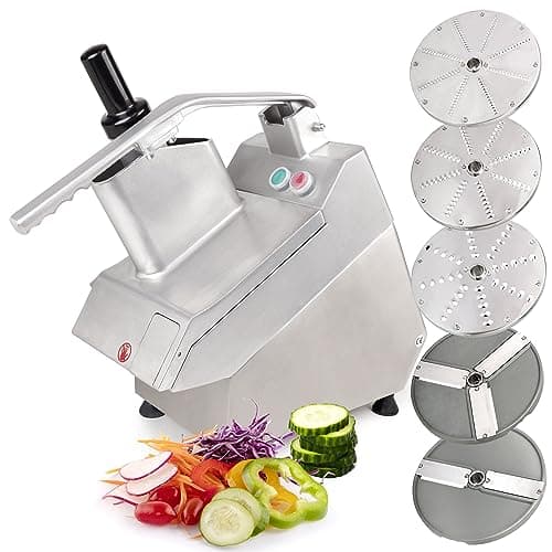 Tartle 550W Commercial Vegetable Cutter and Food Processor - 110V Multifunction Automatic Cutter - Vegetable Slicer Cheese Grater Potato Dicer, 3.17 Quart with Disc Blades
