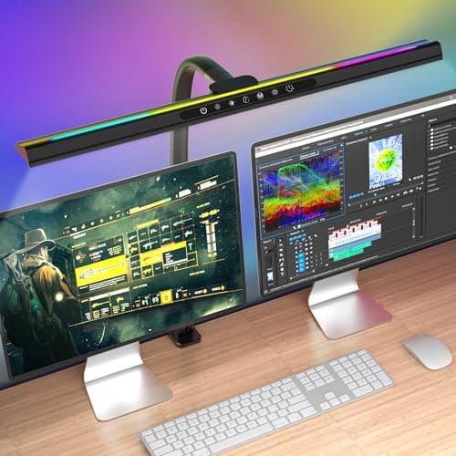 Upgraded Desk Lamp with RGB Backlight,24W Architect Desk Lamps for Home Office,Tall Desk Light with Clamp,60"Timer,25 Lighting Modes,Eye Caring Swing Arm Desk Lamp for Monitor PC,Gaming,Study,Work