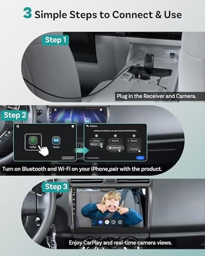 OTTOCAST Baby Car Camera &Wireless CarPlay Adapter,1080P HD Rear Seat Monitor Display on Car Screen,150°Wide Angle No-Glow Night View, Safety for Kids & Infants 9