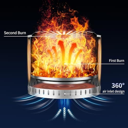 OutVue 19.5 inch Stainless Steel Smokeless Fire Pit, Outdoor Smokeless Firepit, Wood Burning Fire Pits for Camping, Bonfire, Low Smoke Firepit for Outside (Vertical Hole) 6