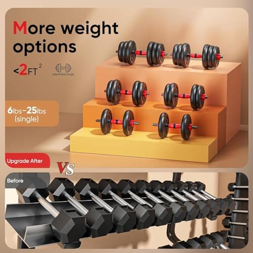 UNNMIIY Adjustable Dumbbells, 20/30/45/70/90lbs Free Weight Set with Connector,5 in1 Dumbbells Set Used as Barbell, Kettlebells, Push up Stand, Fitness Exercises for Home Gym Suitable Men/Women 5