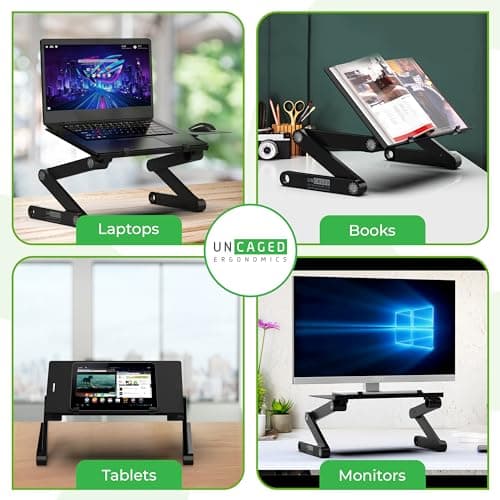 WorkEZ Adjustable Laptop Stand for Desk, Portable Laptop Stand Adjustable Height, Foldable Cooling Computer Holder Riser for Desk, Black 6