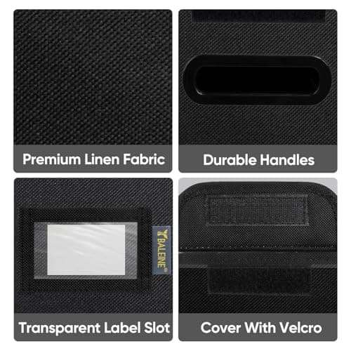 BALEINE File Organizer Box with Lid, Collapsible File Folder Organizer with Plastic Slide, Hanging File Folder Box for Office Document Storage (1 Pack, Black, S) 5