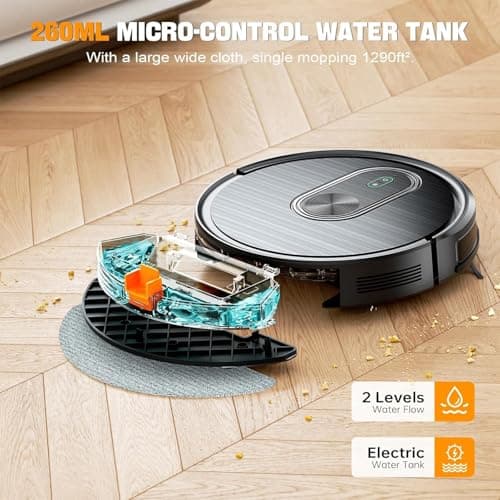 Robot Vacuum and Mop Combo, 2 in 1 Mopping Robotic Vacuum with Schedule, App/Bluetooth/Voice, Max Suction 3200Pa, Self-Charging Robot Vacuum Cleaner, Slim, Ideal for Pet Hair, Hard Floor, Carpet 5