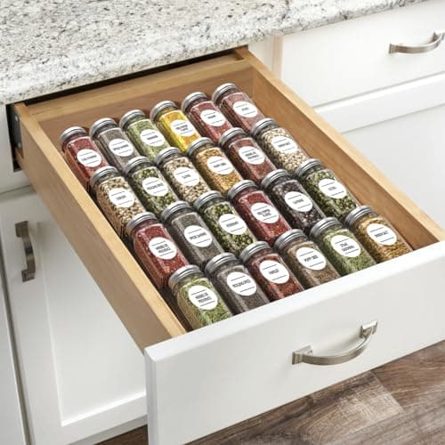 SZWQILIN Spice Drawer Organizer, Spice Rack Drawer for Kitchen,4 Tier Clear Acrylic， Expandable From 13" to 26" Spice Rack Tray for Cabinet/Countertop(4 Pcs Clear)