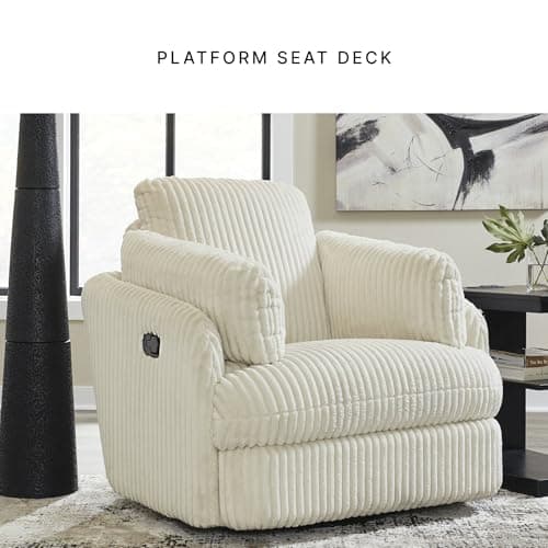 Signature Design by Ashley Tie-Breaker Casual Swivel Glider Recliner with Hidden Storage, White 7