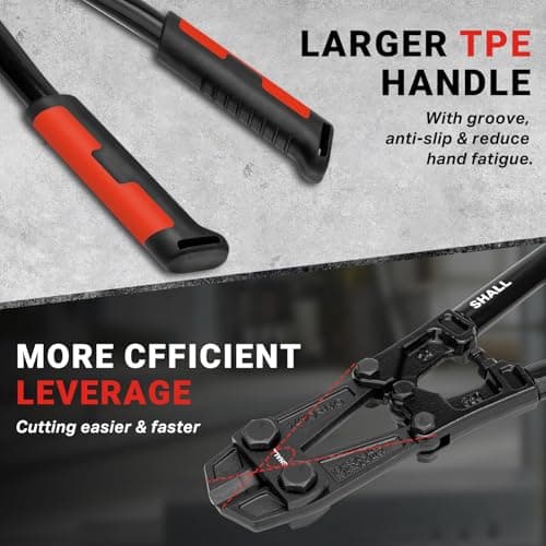 SHALL 14" Bolt Cutter Heavy Duty, Lock Cutter, Chain Cutter, Ergonomic Handle, More Efficient Leverage, for Cutting Locks, Chains & Iron Wire 5
