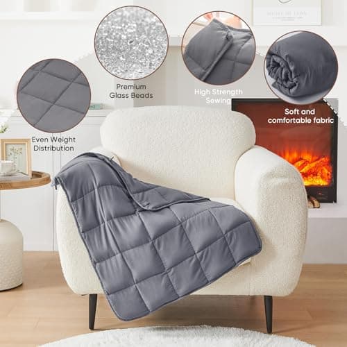Weighted Lap Blanket for Adults 5lbs, 24"x29" Cooling Heavy Throw Blanket, Portable Travel Weighted Blankets, Soft Small Blankets Gift for Sleeping, Grey 7
