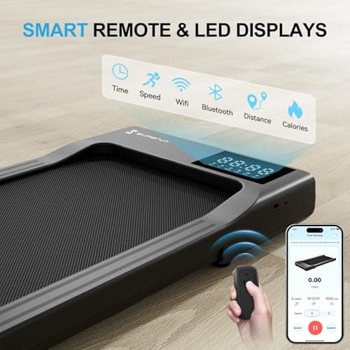 SupeRun Walking Pad, Under Desk Treadmill, 3 in 1 Portable Treadmill with Remote Control LED Display, 2.5 HP Quiet Walking Jogging Machine for Office Home Use, 300 Lbs Capacity 6