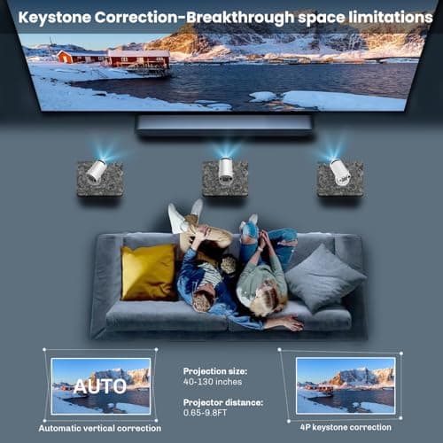 [180°Adjustable Stand] Smart Mini Portable Projector with WiFi and Bluetooth, Auto Keystone Upgraded 350ANSI, Android11.0, Ceiling, Outdoor Use, Compatible with TV Stick Smartphone/HDMI/USB(White） 5