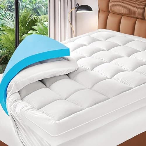MEUDYT Memory Foam Mattress Topper Queen Size - 3 Inch Dual Layer Mattress Pad - 2 Inch Cooling Gel Memory Foam Plus 1 Inch Pillow Top Cover - Ultra Soft Support for Back Pain