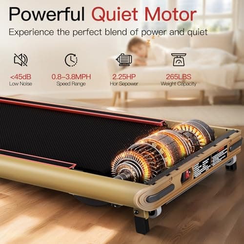 FUNRAY Walking Pad With Incline, Under Desk Treadmill - 2 in 1 Jogging Machine for Home and Office, 265lbs Max Weight Capacity Portable Treadmill - Yellow 5