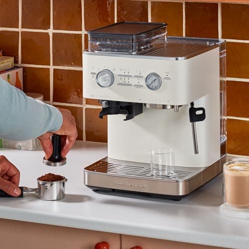 KitchenAid Semi Automatic Espresso Machine with Burr Grinder, 2.5L, KES6551PL, Porcelain White 8