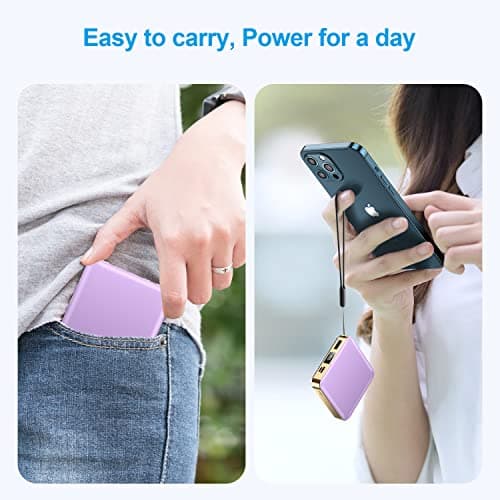 ummz Portable Charger 12000mAh with Built-in Cables,22.5W Fast Charging Power Bank,USB C Input/Output,Smart LED Display,Compact External Battery for iPhone 15,Samsung Galaxy,iPad,Tablets 5