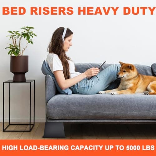 SDLDEER Bed Risers Heavy Duty Furniture Risers, 4 Pack Bed Lifts Risers Support up to 5000 Lbs, Furniture Lifts Risers for Sofa, Couch,Table and Chair (Black, 4 inch) 5
