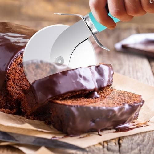 SCHVUBENR Premium Pizza Cutter Wheel - Ultra Sharp Stainless Steel Pizza Slicer with Non-Slip Soft Grip Handle - Multi-Purpose Cutter for Pizza, Dough & Pastry - Dishwasher Safe, Easy to Clean - Blue 9