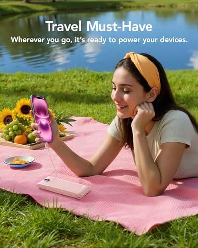 VRURC Portable Charger Power Bank - 10000mAh Fast Charging 22.5W PD 20W Portable Charger with Built in Cables, Portable Charger with Cords External Charger Travel Accessories-Pink 8