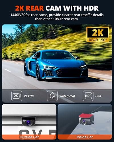 Kingslim D4PRO Dash Cam Front and Rear - 4K + 2K Dual Car Dashcam with WiFi GPS Dash Camera, Optional Inside Recording, Voice Control, Type C, Support 256GB Max 6