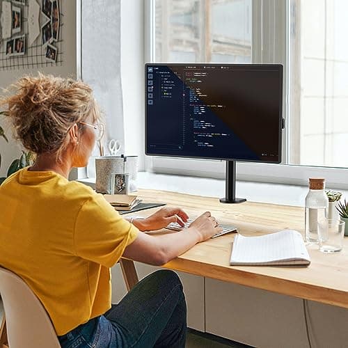 WALI Single Monitor Mount, Single Monitor Arm Desk Mount,Desk Monitors Stand, Holds Screen Up to 32inch, 22lbs, Adjustable Mount with C-CLAMP Designed for Home Office Application(M001), Black 5