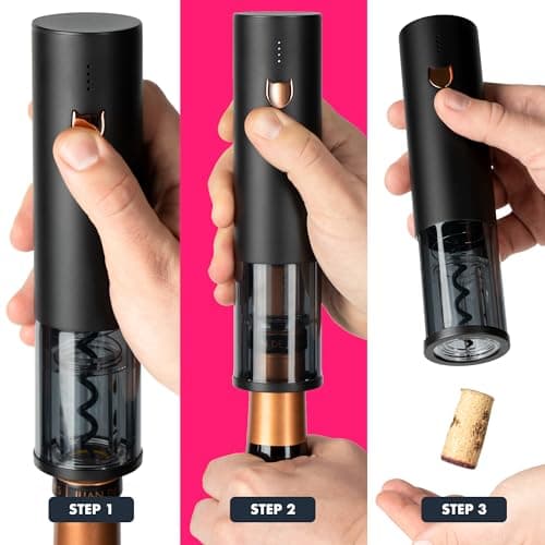 VINABON Electric Wine Opener - Updated 2026 One-Touch Automatic Wine Bottle Opener Corkscrew - Rechargeable (Up to 100 Bottles/Charge) with Foil Cutter Stand, LED Indicator. Includes Wine Guide eBook 6
