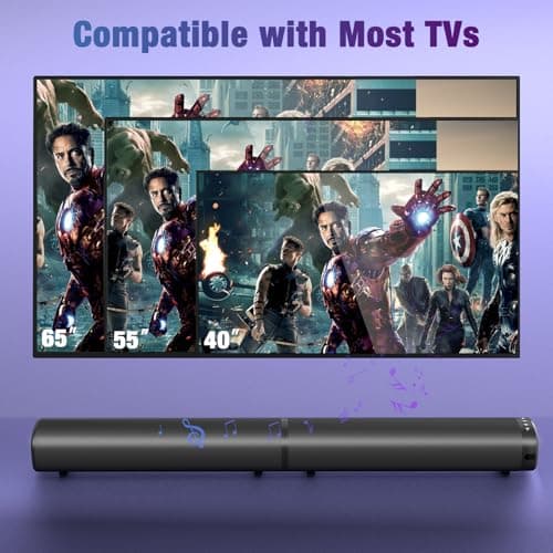 Yenjuty Sound Bar, 100W Sound Bar for Smart TV, Bluetooth 5.3 Soundbar, 2 in 1 Detachable Home Speaker Bass Effect, Home Theater Surround Sound, ARC/Optical/AUX/USB Connections, for TV/PC/Projectors 6