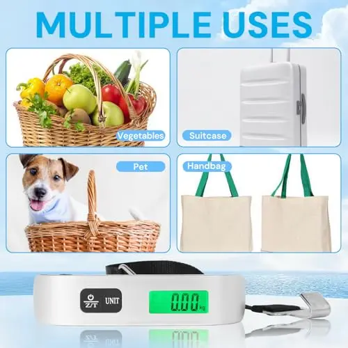 Pwkauka Digital Luggage Scale, 110lb Portable Suitcase Weight Scale for Travel with Backlit LCD, 4-Unit Switching, Non-Slip, Luggage Scale for Luggage, Backpacks, Packages (Battery Included) 7