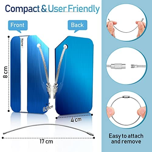 6 Pack Aluminum Luggage Tags for Suitcases with Name ID Card, Durable Luggage Name Tags Identifier, Travel Tags for Luggage Baggage 5