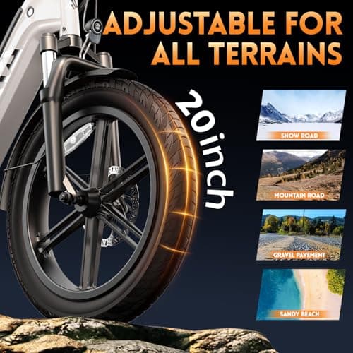 TST Electric Carrier Bike for Adult,1500W Peak Motor Cargo Ebike,60Miles 28MPH 20" Fat Tire Electric Dirt Bike,48V15Ah Removable Battery Electric Bicycle,Rear Rack with Basket for Commuting &Shopping 4