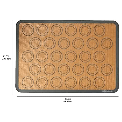 Amazon Basics Silicone Baking Mat for Macarons, Non-Stick, Food Safe, Reusable, Oven-Safe, 16.5" x 11.6", Beige/Gray, 2-Pack 5