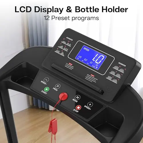 Walking Pad Treadmill for Senior, Foldable Exercise Treadmill with Stable and Safe Structural Design, Large LED Display for Elderly, Long Handrail for Balance, 300 Lbs Capacity 5