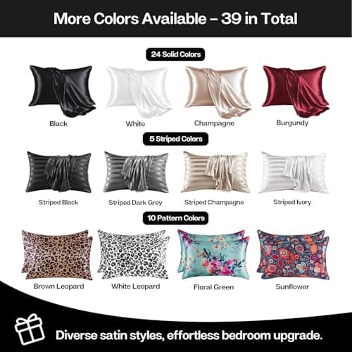 MR&HM Satin Pillowcase for Hair and Skin, Silk Satin Pillowcase 2 Pack, Queen Size Pillow Cases Set of 2, Silky Pillow Cover with Envelope Closure (20x30, Black) 7