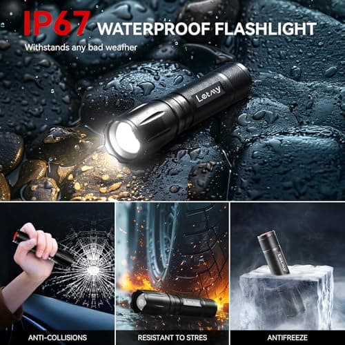 LETMY Tactical Flashlight S2000-2 Pack Bright Military Grade LED Flashlights High Lumens - Portable Handheld Flash Light, 5 Modes Zoomable Waterproof Flashlights for Home Emergency Camping Outdoor 6