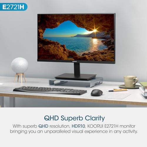 KOORUI 27 Inch QHD (2560x1440) IPS HDR Ultra-Thin Computer Gaming Monitor, 120Hz Refresh Rate, DCI-P3 95%, FreeSync & G-Sync, 1ms MPRT, VESA 100x100mm, Tilt Adjustable for Game and Work, E2721H 3