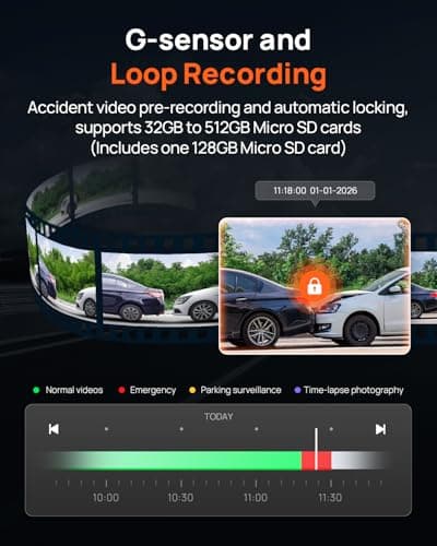 70mai A810S 4K Dual Dash Cam Front & Rear, STARVIS 2 HDR Super Night Vision, AI Motion Detection & 24/7 Parking, Built-in GPS, Wi-Fi & Optional 4G Remote Viewing, ADAS, Loop Recording, Time-Lapse 7
