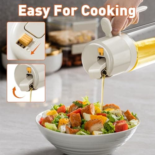 YAMYONE 2 in 1 Oil Sprayer for Cooking, 17 oz Olive Oil Dispenser Bottle, Oil Dispenser & Sprayers for Kitchen 5