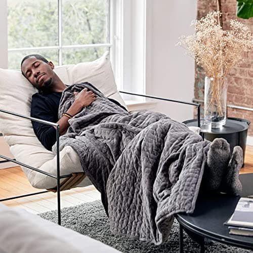 Gravity Weighted Blankets for Adults, 15lbs Grey (48" x 72", Twin/Single) - Heavy Comfort Cotton Blanket with Glass Beads - Utra-Soft Premium Breathable Microfiber Duvet Cover - Machine Washable 6