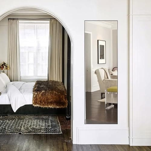 ENJOYBASICS 63"x20" Full Length Mirror with Stand, Large Body Mirror for Wall or Floor, Aluminum Alloy Frame, for Bedroom, Living Room, Dressing Room, Black 7