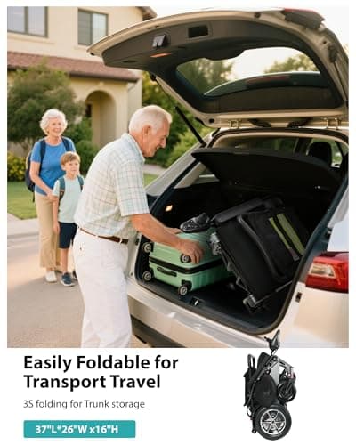 30 Miles Range Electric Wheelchairs for Adults - Support 400 lb & 500W Dual Motor All Terrain Power Wheelchair with Pneumatic Tires, Foldable Mobility Motorized Wheelchair for Seniors, Black 5