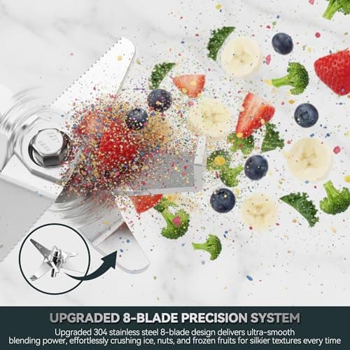 Glass Blenders for Kitchen – Stainless Steel Professional Blender for Smoothies 1500W Motor, Food Processor Combo 9 Adjustable Speeds, 14 Preset Programs, BPA-Free Glass Jar blender, Nut Milk, Soups 6