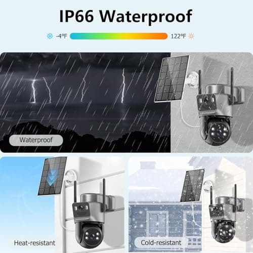 Caluxe 4K Solar Security Cameras Wireless Outdoor, 5G/2.4G WiFi 6, Dual Lens 2-in-1 Home Security Camera, Color Night Vision/2-Way Audio/PIR Motion Alarm/360° PTZ/Auto Human Tracking/Waterproof 2Pack 6