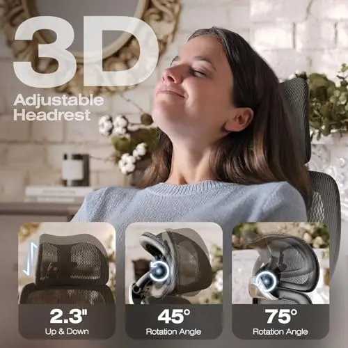 ELABEST X100 Ergonomic Mesh Office Chair with Footrest, Big and Tall Hone Desk Chair with 5D Flip-Up Arms, Adjustable 3D Lumbar Support,Gaming & Executive Computer Chairs 5