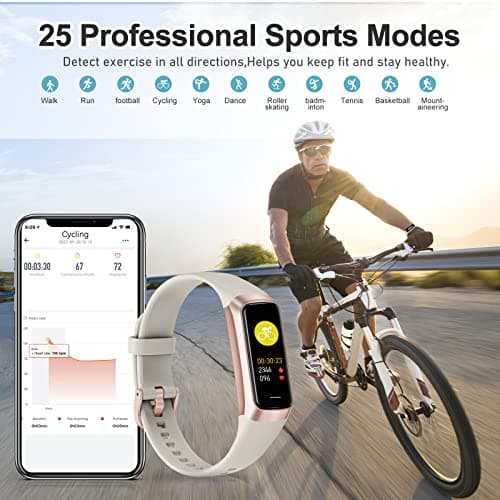 Zeacool Fitness Tracker with 24/7 Heart Rate, Blood Oxygen Blood Pressure Sleep Monitor, Activity Trackers 5 ATM Waterproof,Step Calorie Counter Pedometer Health Smart Watch for Women Men Beige 5