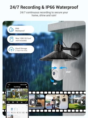Light Bulb Security Camera Wireless Outdoor Indoor, 5G&2.4G WiFi Security Cameras with Patrol Function, AI Human Detection, Motion Tracking, Two-Way Talk, Color Night Vision, Alarm, 24/7 Recording 6