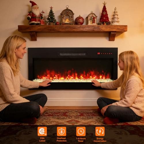 Innoflame 36" Electric Fireplace, Wall Fireplace Electric with Remote Control, 16 Adjustable Flame Colors, Freestanding/Wall Mounted/Recessed, 1400W Fireplace Insert Heater, Timer, Thermostat 6