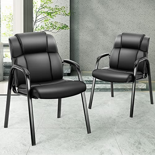 OLIXIS Waiting Room Reception Chairs Set of 4, Leather Office Desk Guest Stationary Side Chair with Padded Arms for Home Conference Lobby Area Meeting Church Medical Clinic Elderly Student 8