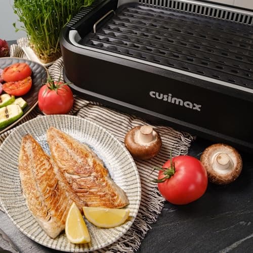Indoor Grill, CUSIMAX Smokeless Grill Indoor, 1500W Electric Grill Griddle Korean BBQ with LED Smart Display & Tempered Glass Lid, Non-stick Removable Grill Plate & Griddle Plate, Black 7